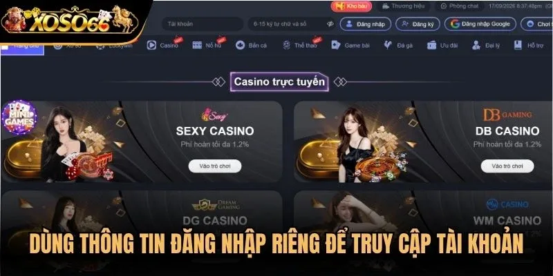 Dùng thông tin đăng nhập riêng để truy cập tài khoản